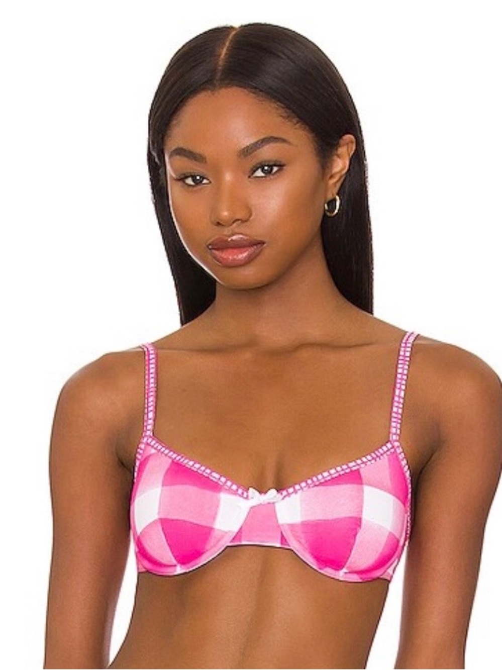 SOLID & STRIPED The Daphne Bikini Top in Painted Strawberry Gingham Size L